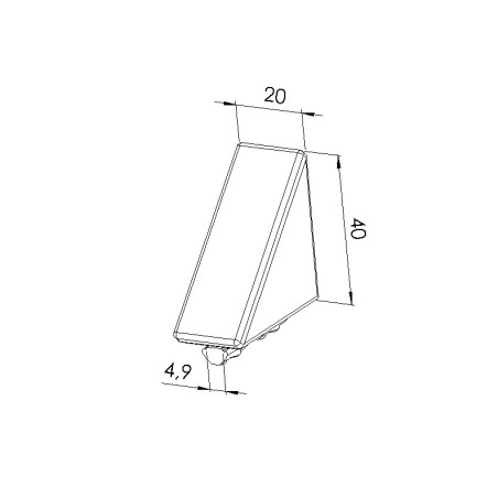Schéma cotes - Kit équerre profilé aluminium – Rainure 5 mm – Section 40x40x20 mm - Elcom shop