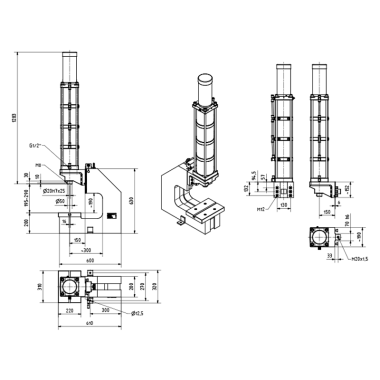 Plan de la Presse pneumatique - Action directe - XL-DA 4500-120-300 - Verte