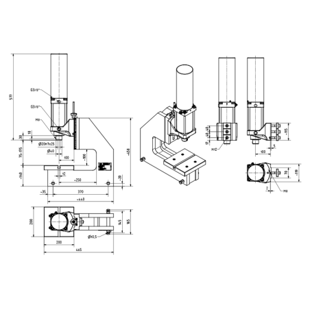 Plan de la Presse pneumatique - Action directe - XL-DA 450-120-250 - Verte