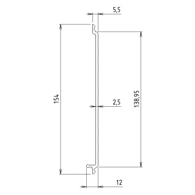 Plan côté du Flanc goulotte profilé - 160 mm