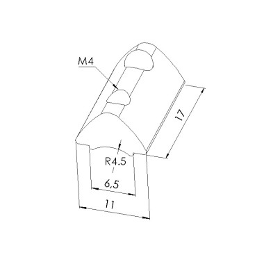 Schéma cotes - Ecrou rainuré profilé aluminium 6 ST - Taraudage M4  - Rainure 6 mm - Elcom shop