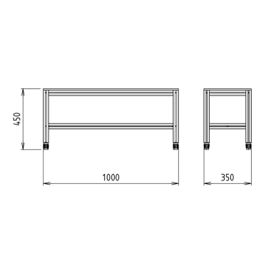 Cotes du Banc en profilé aluminium - 1000x350 mm - Livré Monté