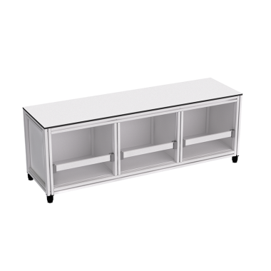 Banc avec rangement en profilé aluminium - 1390x400 mm - Livré Monté