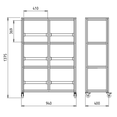 Cotes de l'Armoire Atelier mobile - 1375x940 mm - Livré Monté