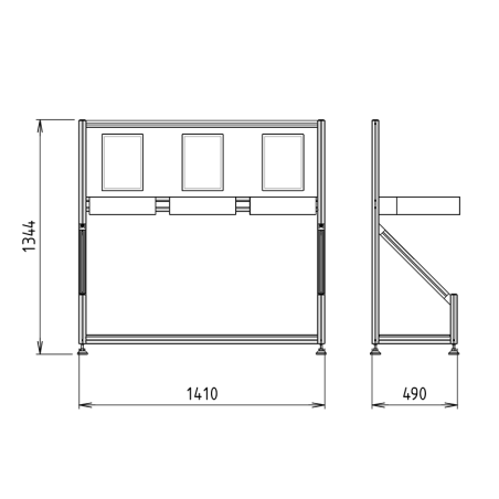 Cotes du Support poubelle Atelier x3 - 1410x1345 mm - Livré Monté