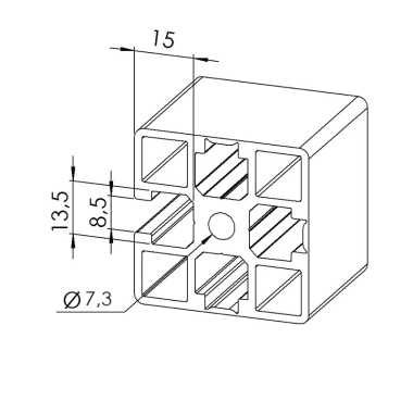 Profilé aluminium - Rainure 8 mm - 45x45 mm - 3N - Léger - Pelable