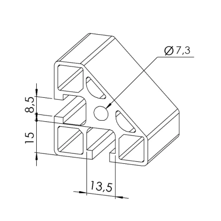 Profilé aluminium 45x45-45° - Rainure 8 mm - Léger