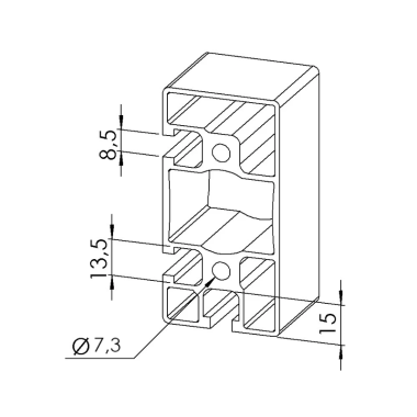Profilé aluminium - Rainure 8 mm - Section 90x45 mm - 3N90 - Léger