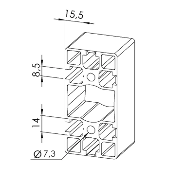 Profilé aluminium - Rainure 8 mm - 90x45 mm - 4N - Léger - Pelable