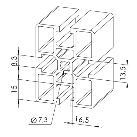 Profilé aluminium - Rainure 8 mm - Section 60x45 mm - Léger