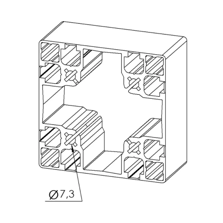 Profilé aluminium - Rainure 8 mm - 90x90 mm - 8N - Léger - Pelable