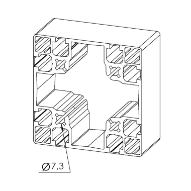 Profilé aluminium - Rainure 8 mm - 90x90 mm - 8N - Léger - Pelable