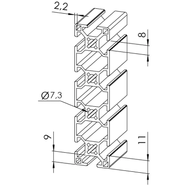 Profilé aluminium – Rainure 8 mm – 120x30 mm