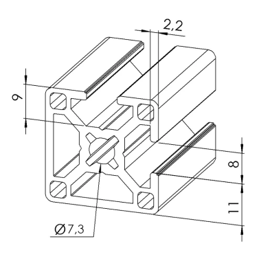 Profilé aluminium 30x30 mm – Rainure 8 mm - 2N90 - Léger