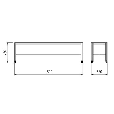 Côtes du Banc en profilé aluminium - 1500x350 mm - Livré Monté