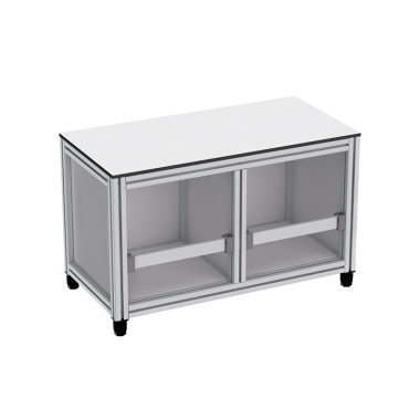 Banc avec rangement en profilé aluminium - 800x400 mm - 2P - Livré Monté