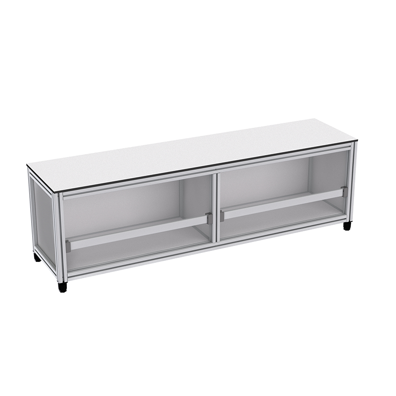 Banc avec rangement en profilé aluminium - 1600x400 mm - 2G - Livré Monté
