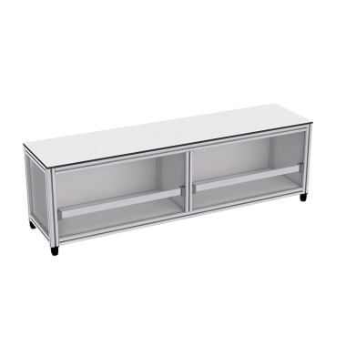 Banc avec rangement en profilé aluminium - 1600x400 mm - 2G - Livré Monté