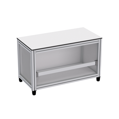 Banc avec rangement en profilé aluminium - 800x400 mm - 1G - Livré Monté