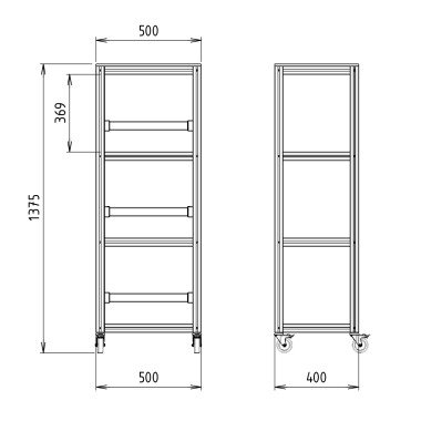 Côtes de l'Armoire Atelier mobile - 500x1375 mm - Livré Monté - 3P
