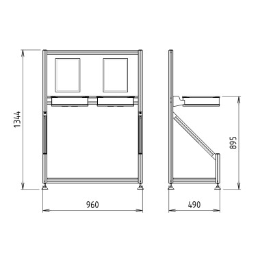Côtes du Support poubelle Atelier x2 - 960x1345 mm  - Livré Monté