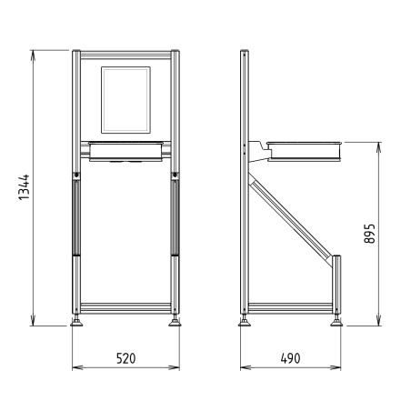Côtes du Support poubelle Atelier x1 - 520x1345 mm  - Livré Monté